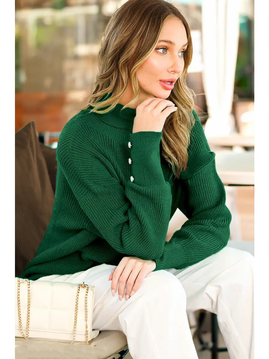 Evergreen Pearl Button Sweater