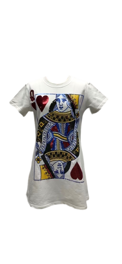 Queen of Sparkles White Queen of Hearts Tee Dress