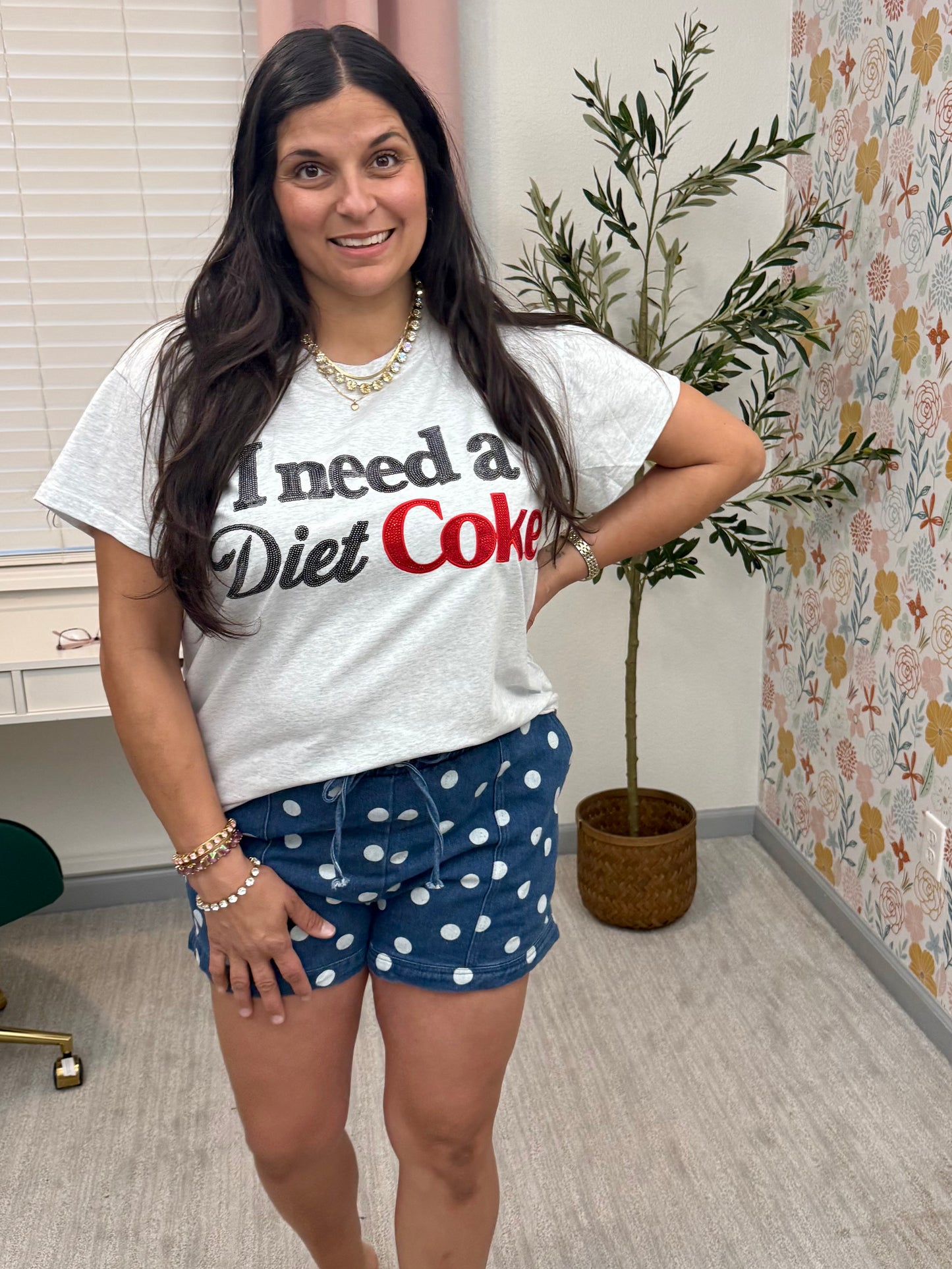 Queen of Sparkles Licensed Grey 'I Need A Diet Coke' Tee