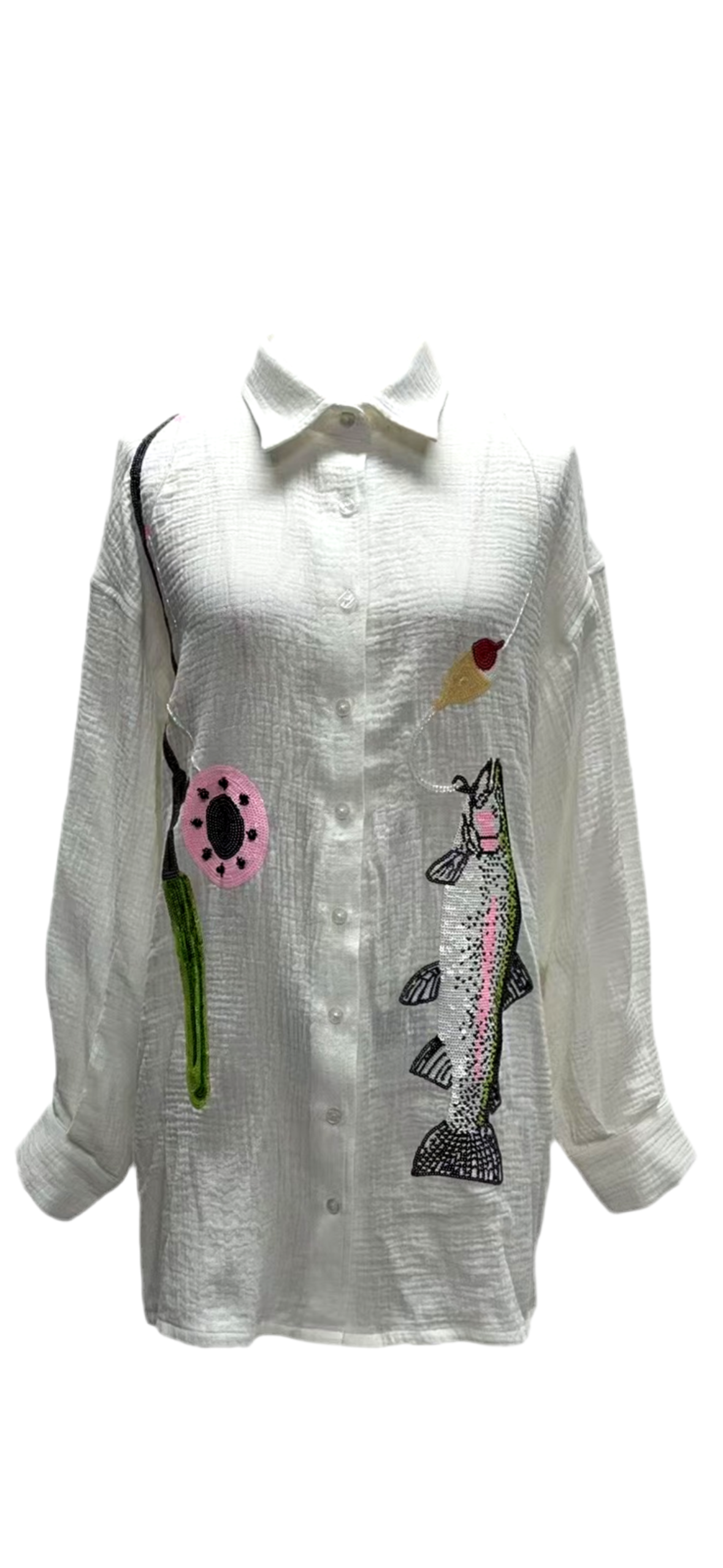 Queen of Sparkles Fishing Queen Gauze Shirt Dress