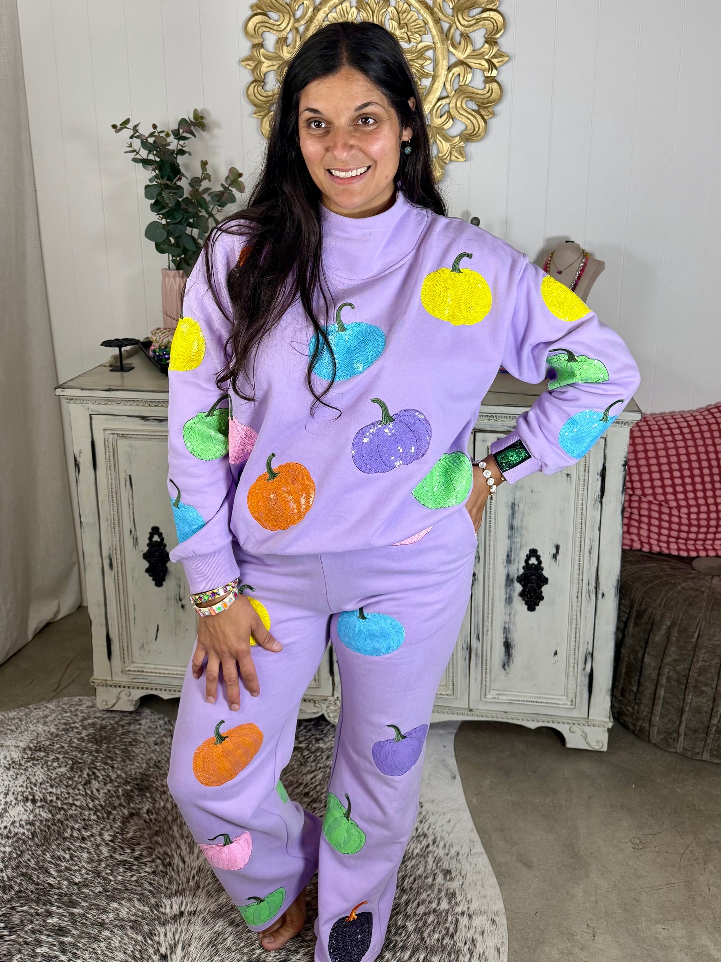 Queen of Sparkles Lavender Multi Pumpkin Jogger