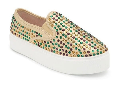 Purple Green & Gold Rhinestone Sneakers