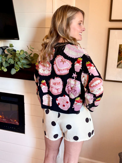 Queen of Sparkles Black Cake & Pastries Sweater