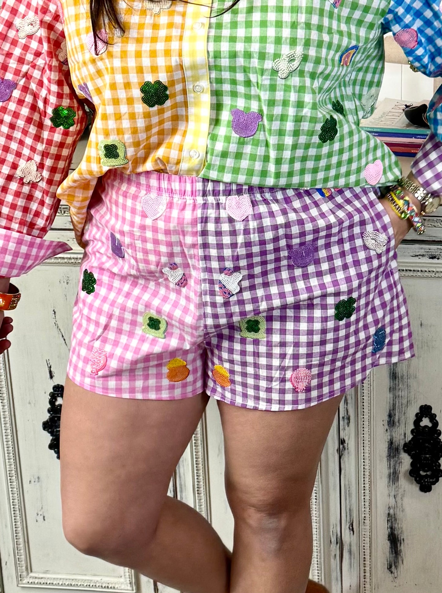 Queen of Sparkles Rainbow Gingham Lucky Charms Short