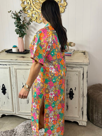 BuddyLove Leighton Coral Cascade Maxi Dress