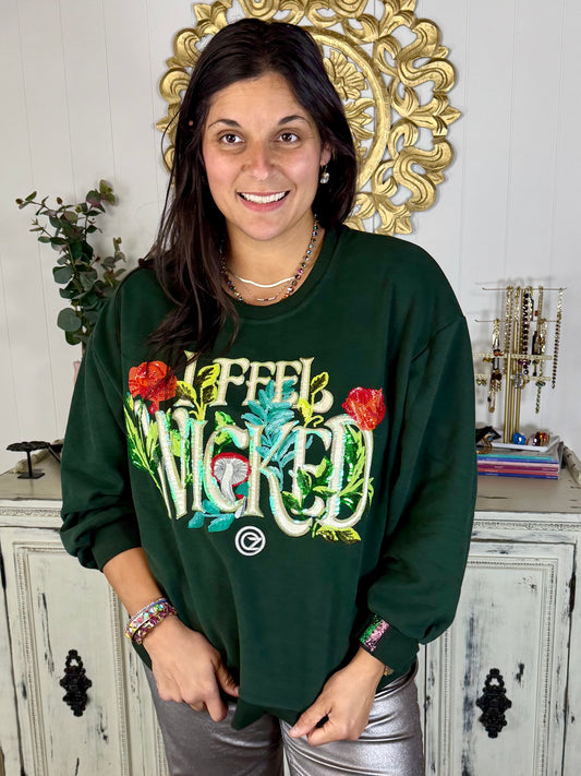 Queen of Sparkles Forest Green I Feel Wicked Sweatshirt