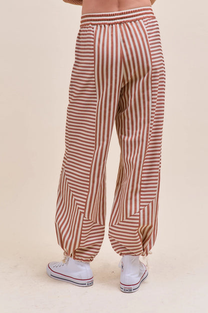 Relaxed Fit Pecan Stripe Pants