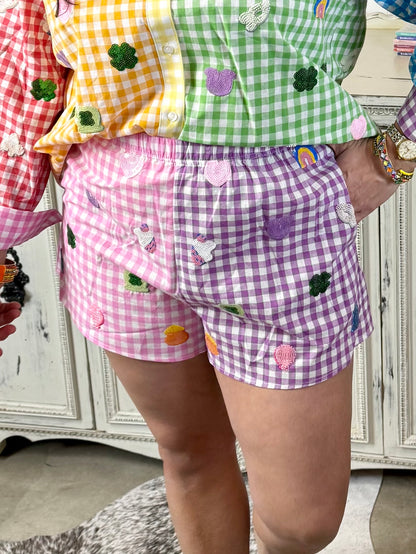 Queen of Sparkles Rainbow Gingham Lucky Charms Short