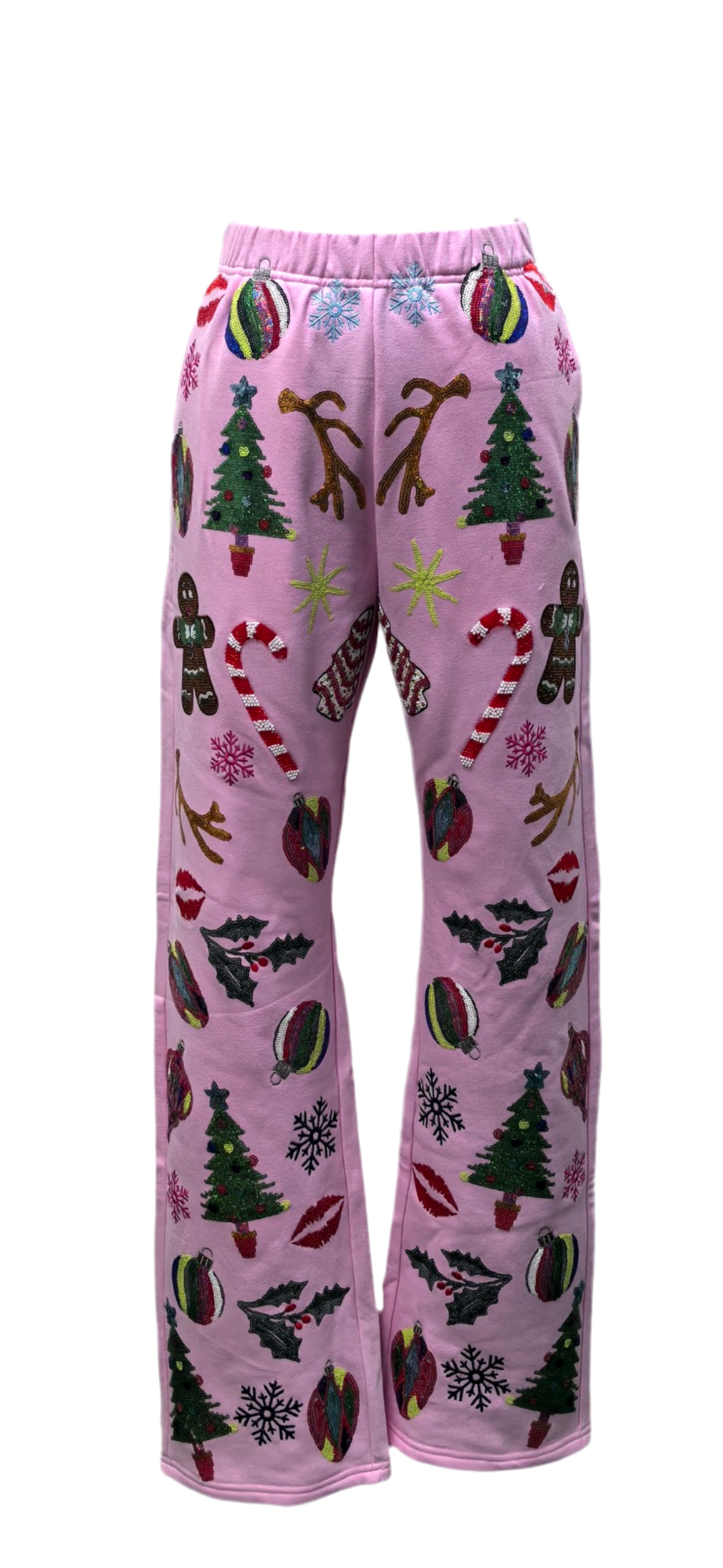 Queen of Sparkles Pink Christmas Icons Pants