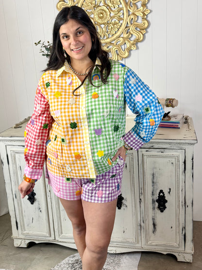 Queen of Sparkles Rainbow Gingham Lucky Charms Short