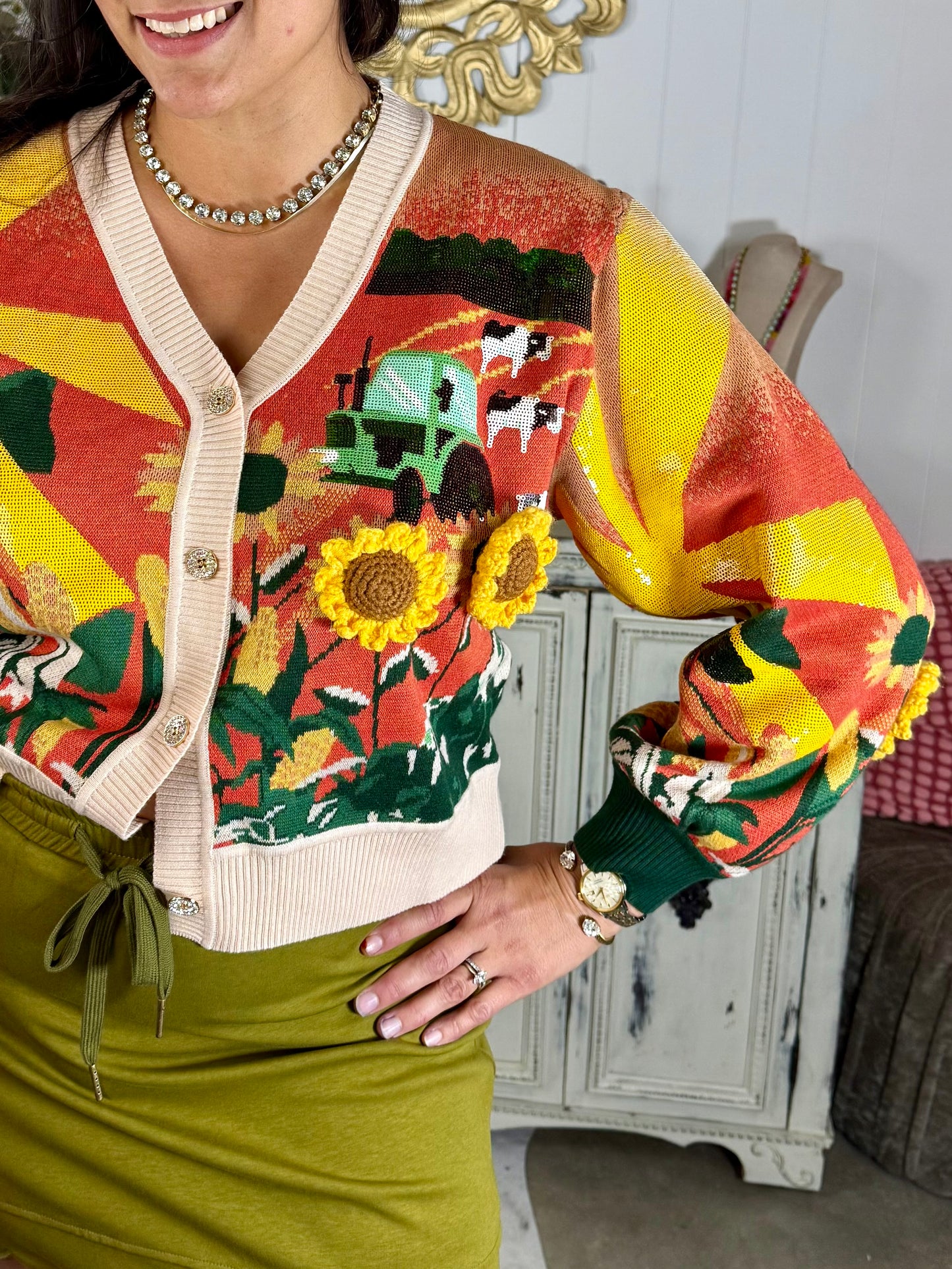 Queen of Sparkles Farm and Sunflowers Cardigan