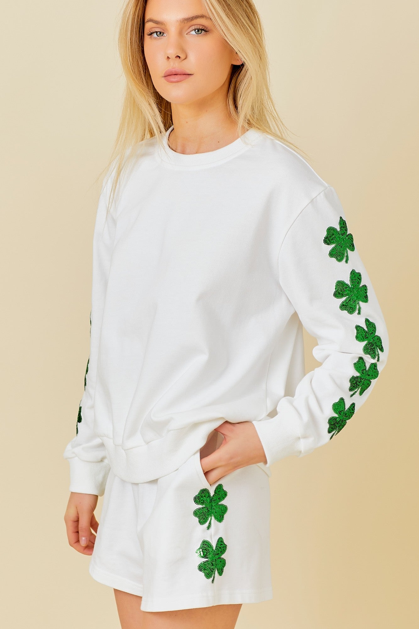 Clover Sequin Patch Sweatshirt