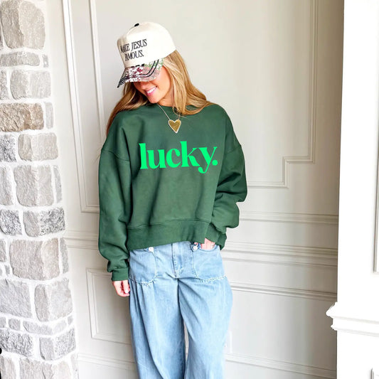 Lucky Puff Letter Sweatshirt