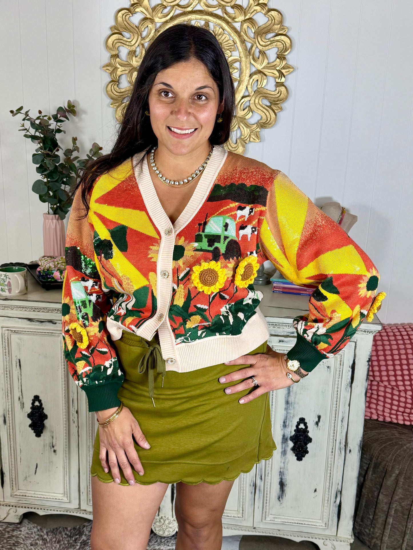 Queen of Sparkles Farm and Sunflowers Cardigan