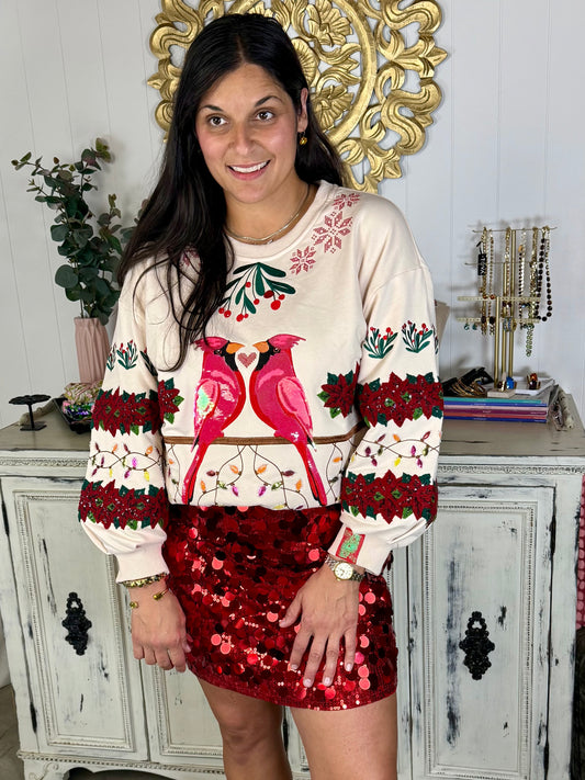 Queen of Sparkles Christmas Cardinals Sweatshirt