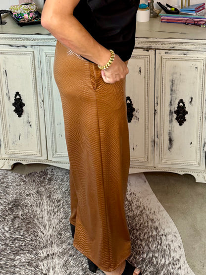 Faux Leather Embossed Pants