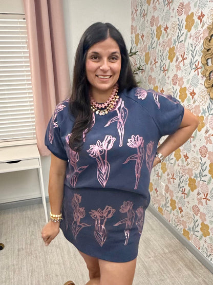 Queen of Sparkles X Denash Apparel Exclusive Navy Floral Top