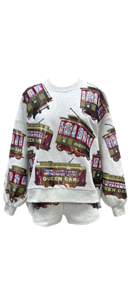 Queen of Sparkles Grey Streetcars Sweatshirt