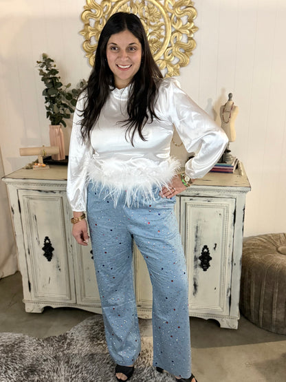Queen of Sparkles Chambray Gemstone Pants