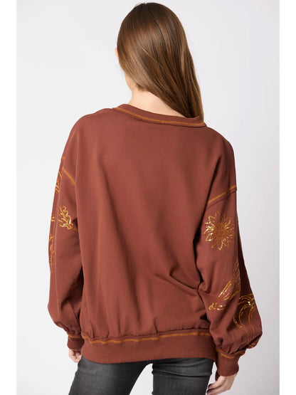 Brown Sequin Thanksgiving Icon Sweatshirt