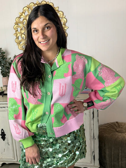 Queen of Sparkles Wicked Colorblock Glinda & Elphaba Profile Cardigan