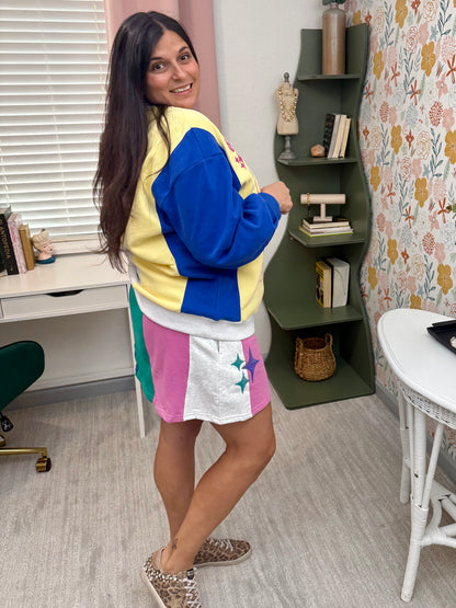Queen of Sparkles Multi Colorblock Stripe Qos Sparkle Skort