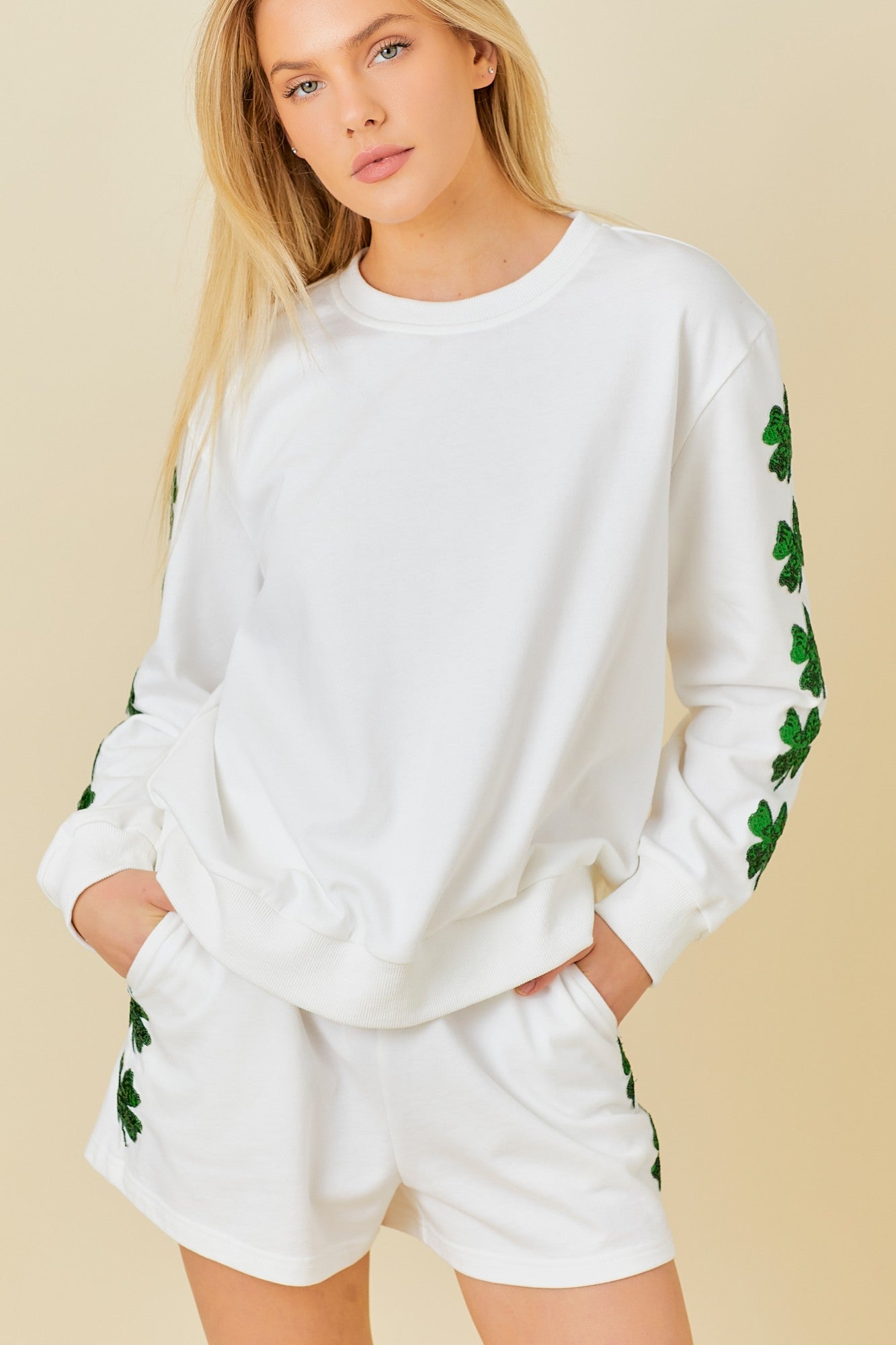 Clover Sequin Patch Sweatshirt