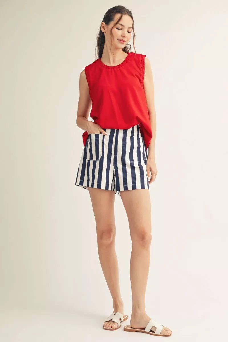 Blue Stripe Coastal Utility Shorts