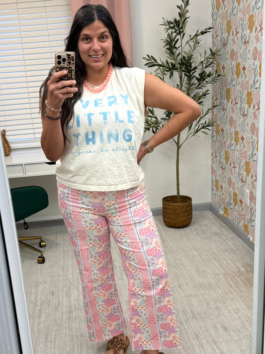 Sweet Patchwork Cropped Flare Jeans
