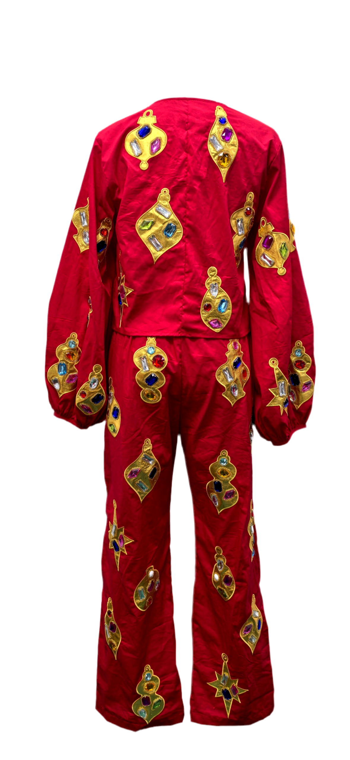 Queen of Sparkles Red & Gold Jeweled Ornament Pant