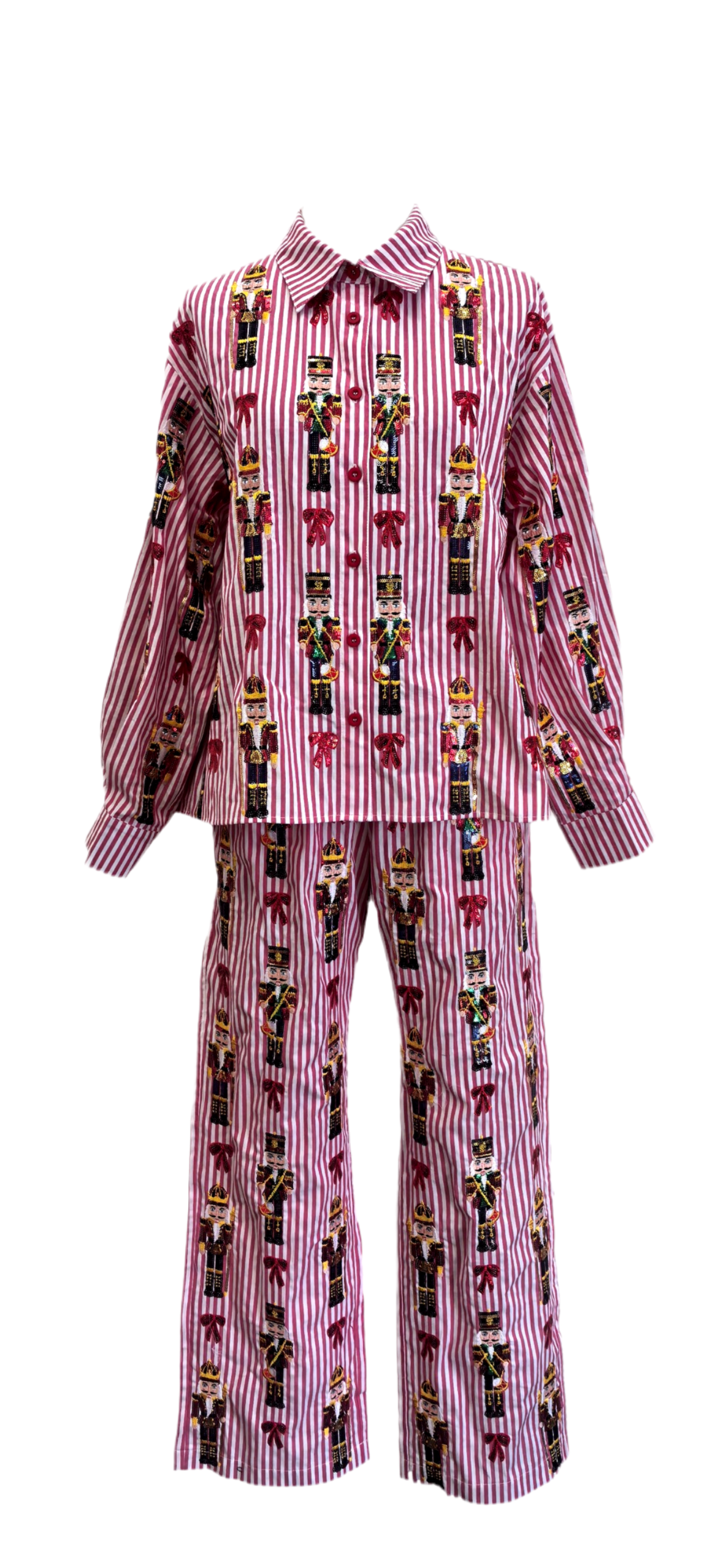 Queen of Sparkles Red Stripe Nutcracker & Bow Top