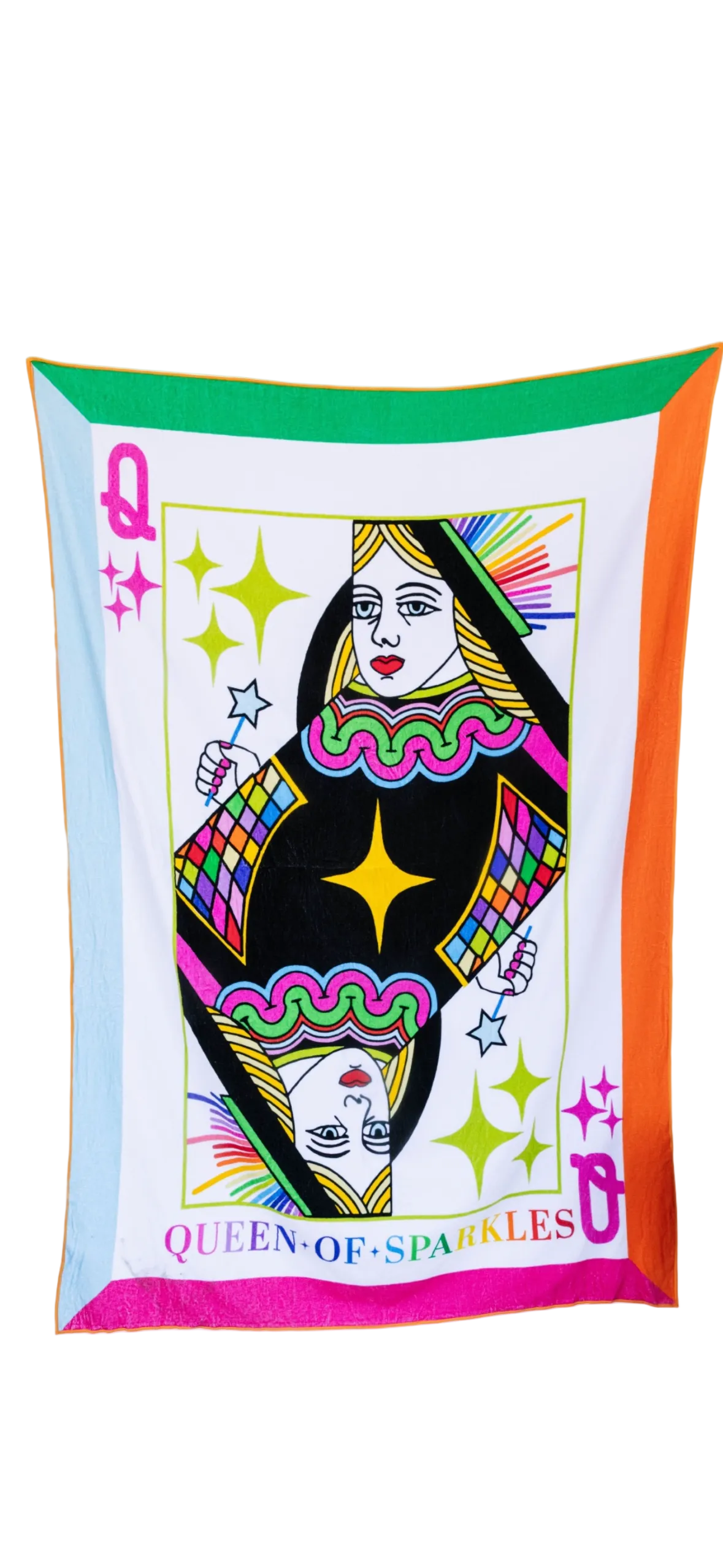 Queen of Sparkles Multi Qos Card Logo Oversized Beach Towel