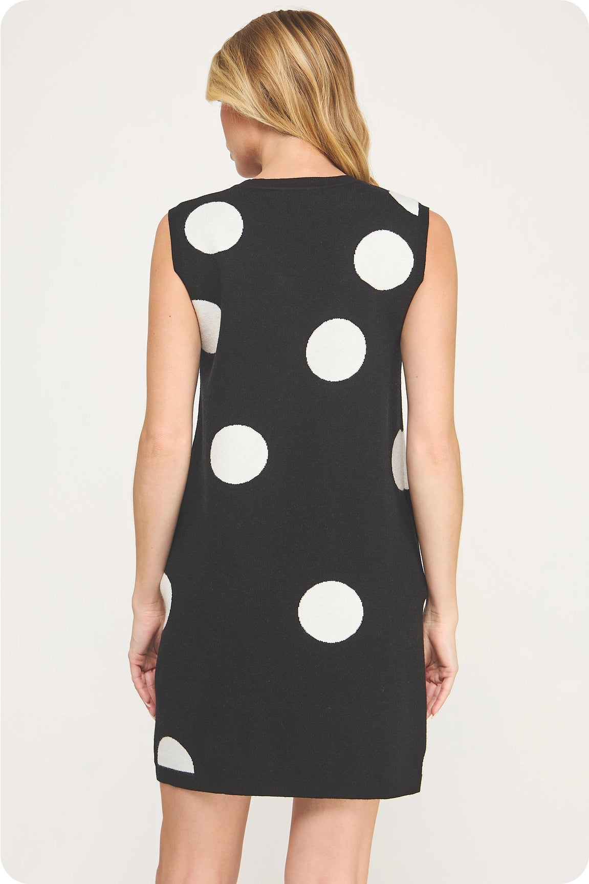 Pearl Trim Polka Dot Knit Dress