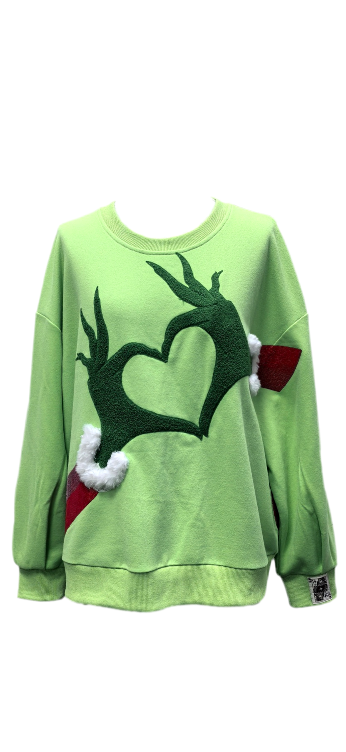 Queen of Sparkles Green Grinch Heart Sweatshirt