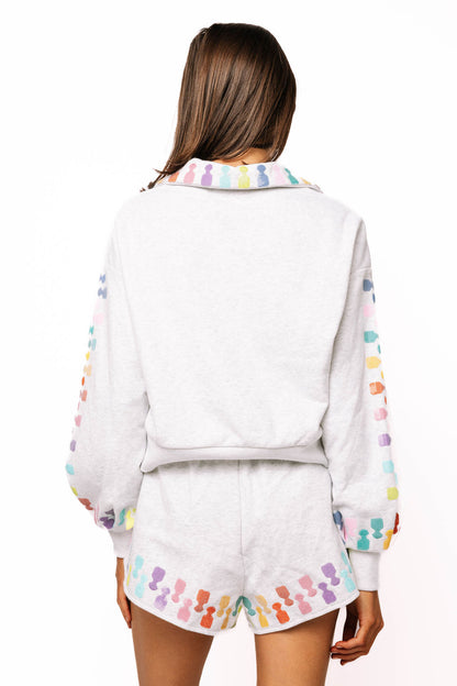 Queen of Sparkles Grey Multi Zipper Short