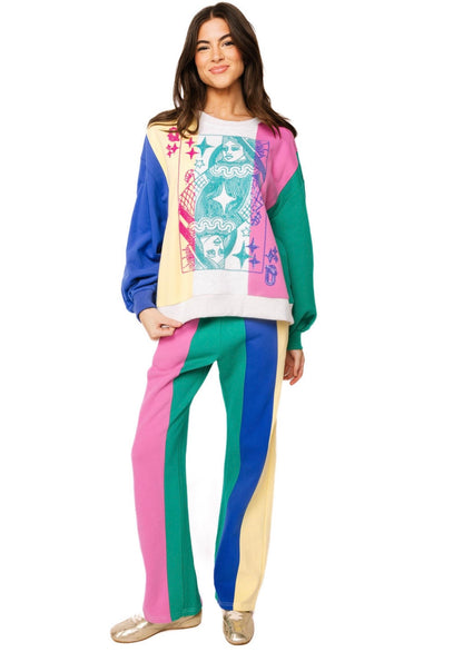 Queen of Sparkles Multi Colorblock Stripe Qos Sparkle Sweat Pant