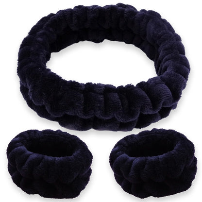 Black Face Washing Headband & Wristband Set