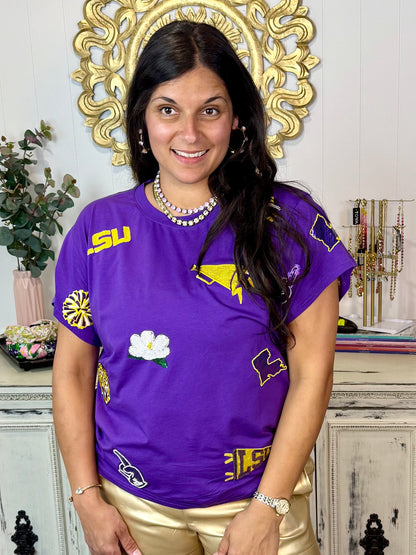 Licensed Queen of Sparkles LSU Mini Icon Tee