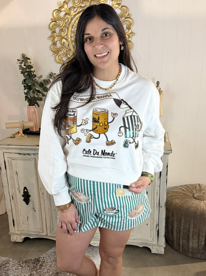 Queen of Sparkles Du What You Wanna Cafe Du Monde Sweatshirt