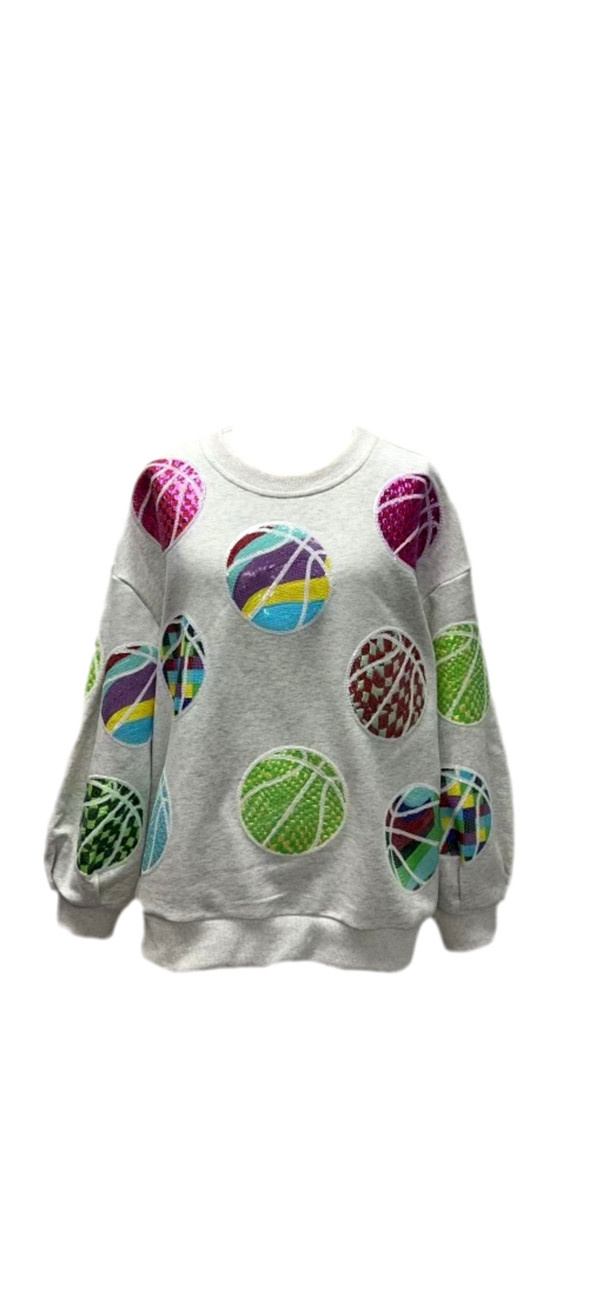 Queen of Sparkles Grey Groovy Basketball Sweatshirt