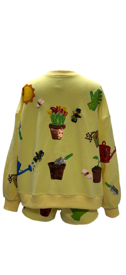 Queen of Sparkles Yellow Potted Plant Sweatshirt