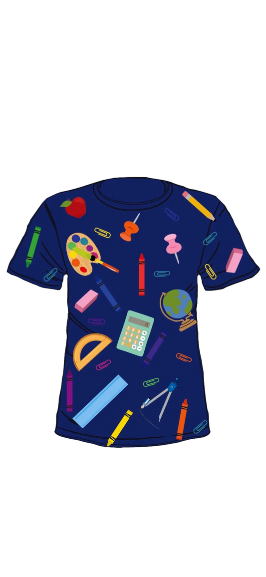 Queen of Sparkles Navy School Supplies Tee