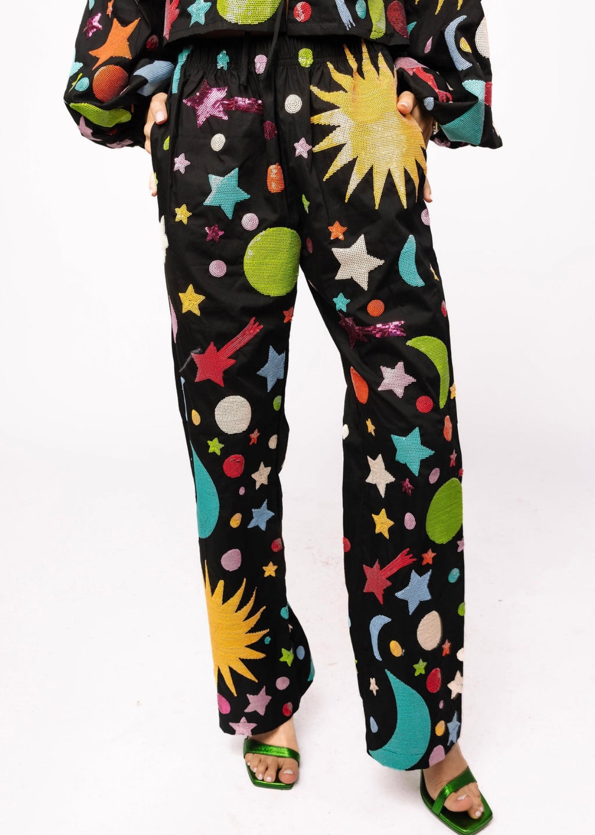 Queen of Sparkles Black Multi Galaxy Pant