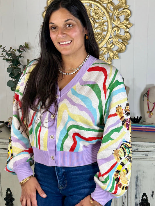 Queen of Sparkles Rainbow Tiger Cardigan