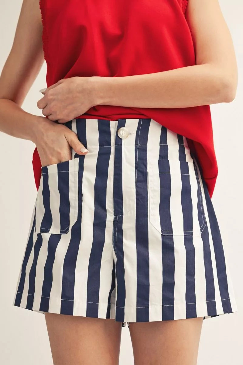 Blue Stripe Coastal Utility Shorts