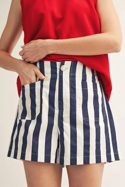 Blue Stripe Coastal Utility Shorts