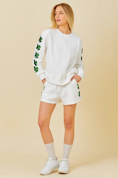 Clover Sequin Patch Sweatshirt