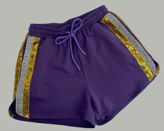 Purple & Gold Sequin Shorts