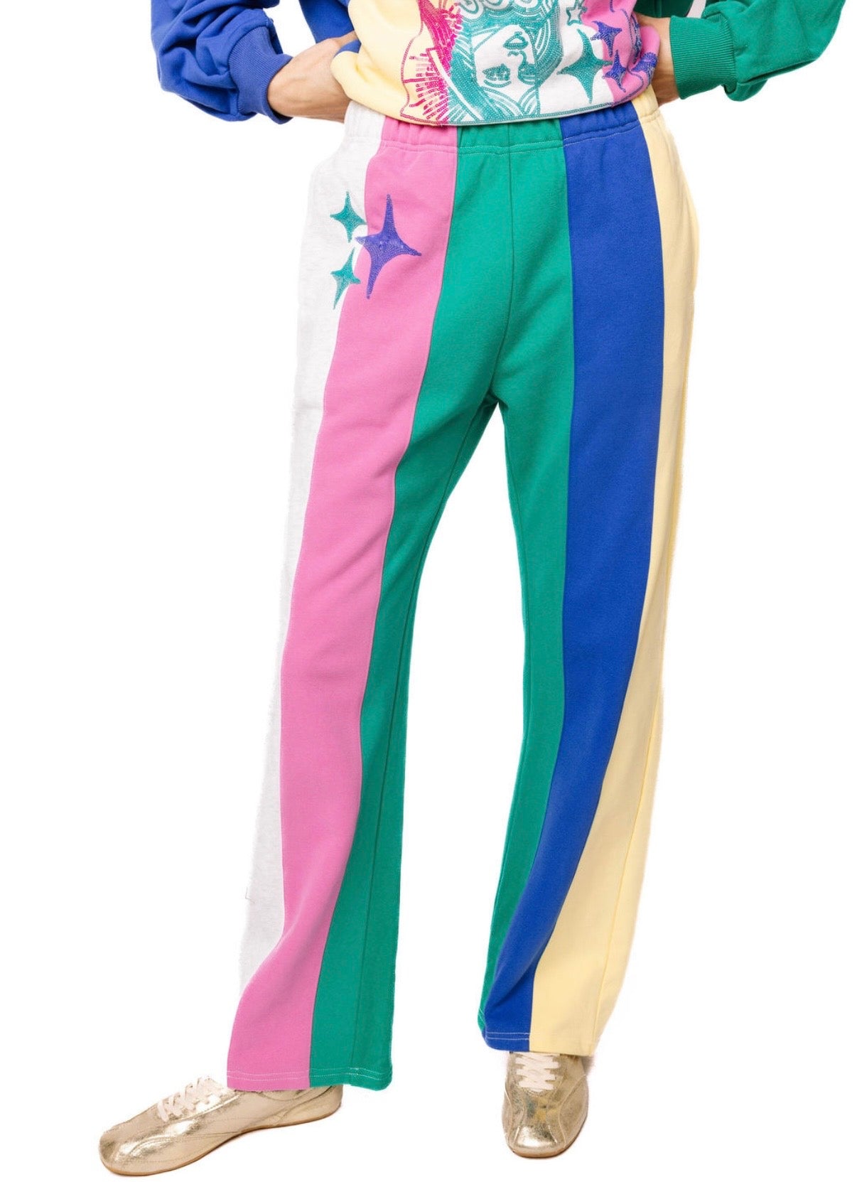 Queen of Sparkles Multi Colorblock Stripe Qos Sparkle Sweat Pant