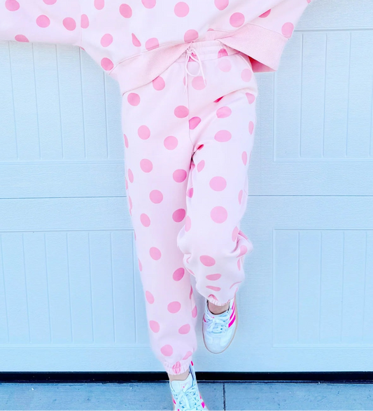 Pre Order - Pink Polka Dot Joggers